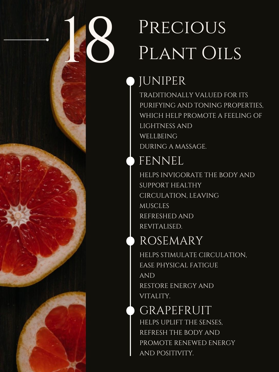 DETOX MASSAGE OIL     No 18   JUNIPER | FENNEL | ROSEMARY | GRAPEFRUIT