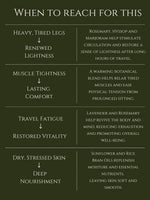TRAVELLER'S FATIGUE MASSAGE               No 15   ROSEMARY | HYSSOP | LAVENDER | MARJORAM