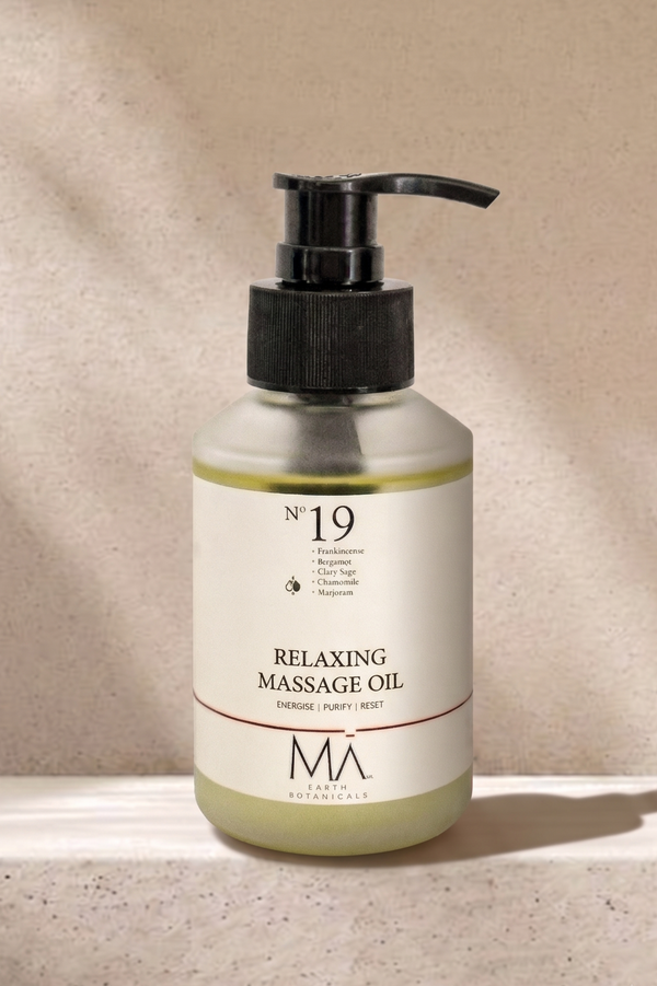 RELAXING MASSAGE OIL      No 19   FRANKINCENSE | BERGAMOT | CLARY SAGE | CHAMOMILE | MARJORAM