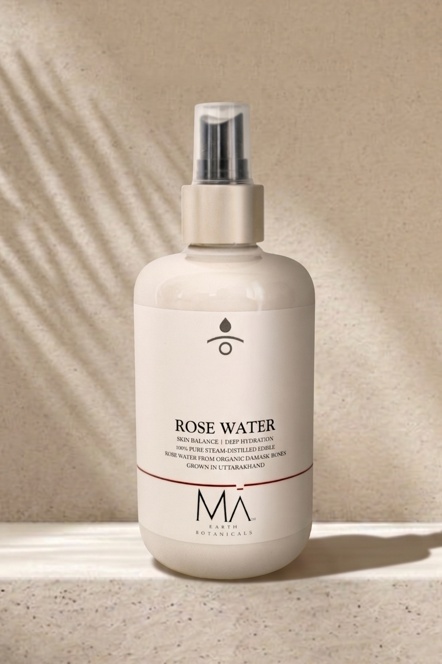 ROSE WATER    100% PURE STEAM-DISTILLED EDIBLE ROSE WATER FROM ORGANIC DAMASK ROSES GROWN IN UTTARAKHAND    FROM ORGANIC DAMASK ROSES GROWN IN UTTARAKHAND